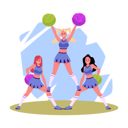 Cheerleader team lift performance  Illustration