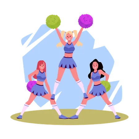 Cheerleader team lift performance  Illustration