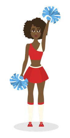 Cheerleader With Pompoms  Illustration