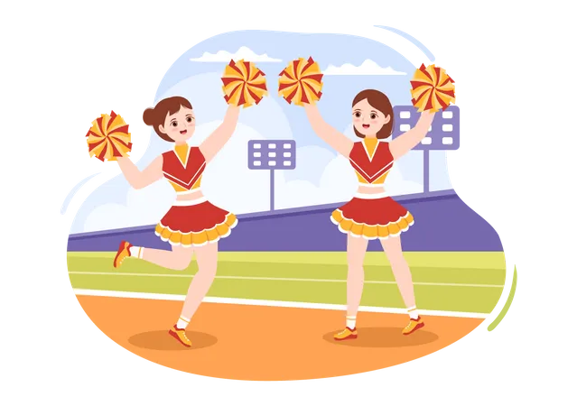Cheerleader with pompoms Illustration