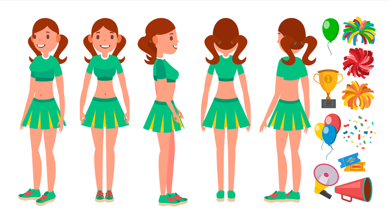 Cheerleaders Girls  Illustration