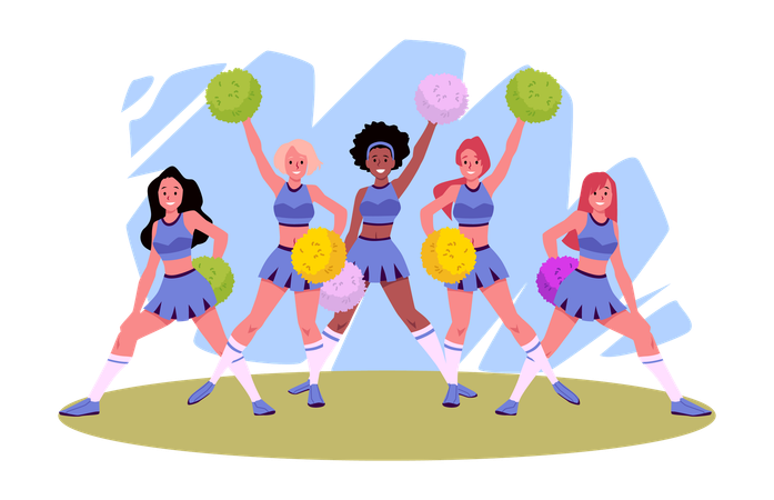 Cheerleaders group support sports teams  Illustration