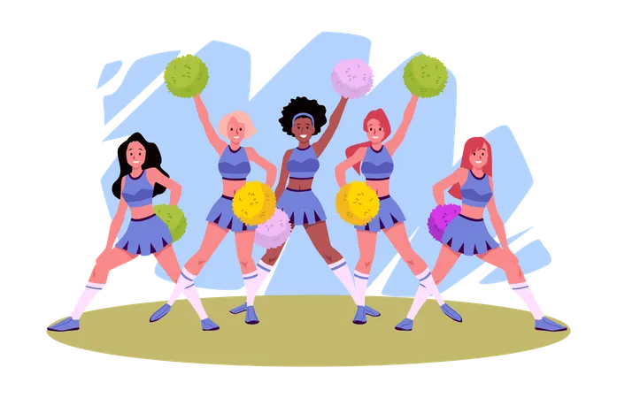 Cheerleaders group support sports teams  Illustration