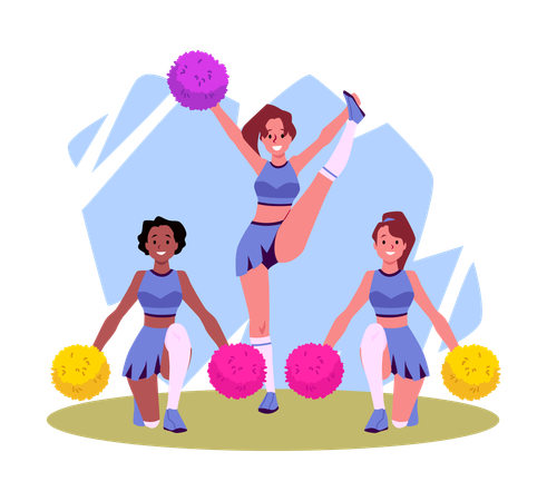 Cheerleaders group support sports teams  Illustration