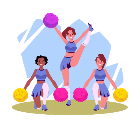 Cheerleaders group support sports teams  Illustration