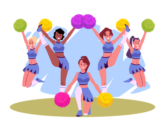 Cheerleaders group support sports teams  Illustration
