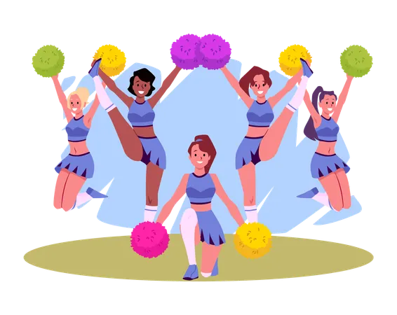 Cheerleaders group support sports teams  Illustration