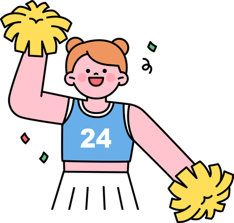 Cheers girl with pom pom  Illustration