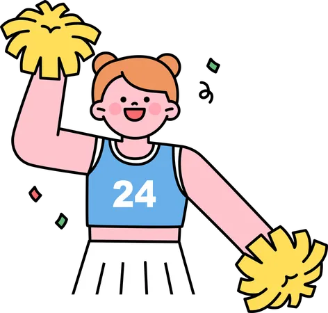 Cheers girl with pom pom  Illustration