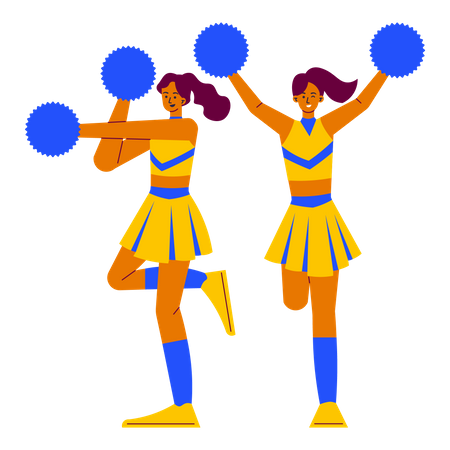 Cheers girls with Cheerleader  Illustration