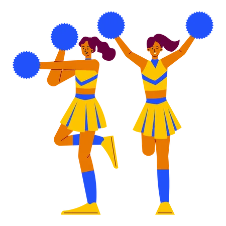 Cheers girls with Cheerleader  Illustration