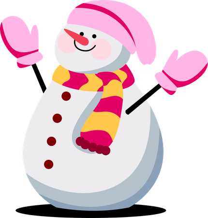 Cheery Snowman Greeting  Illustration