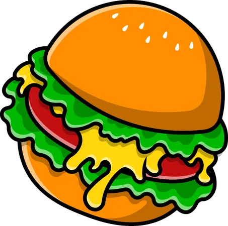 Cheese Burger Melted  Illustration