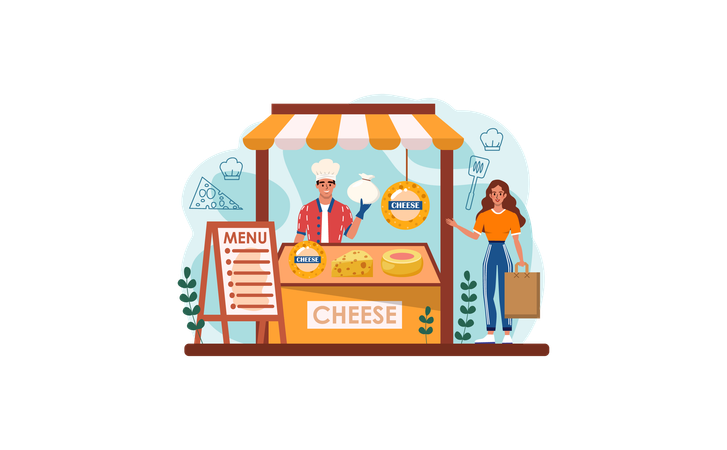 Cheese item stall  일러스트레이션