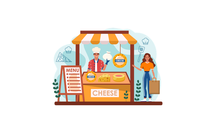 Cheese item stall  Illustration