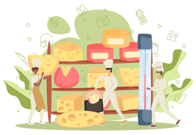 Cheese makers with cheese  Illustration