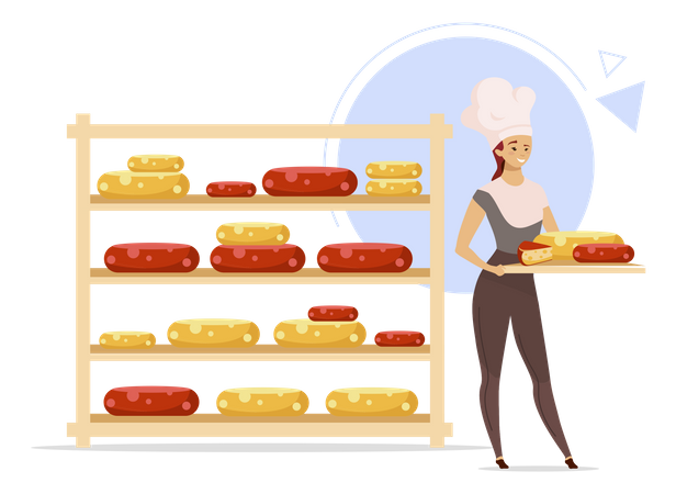Cheese producer serving cheese Illustration