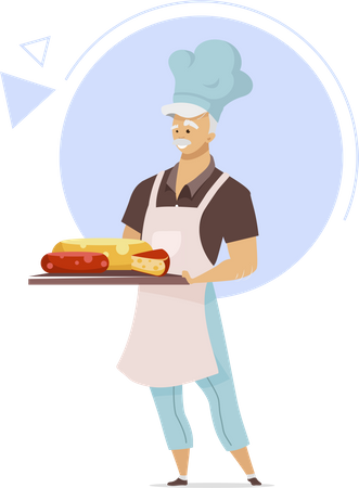 Cheesemaker with tray Illustration