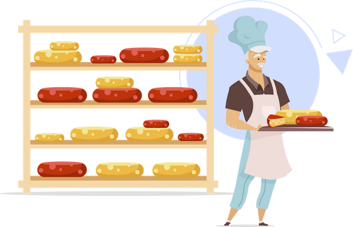 Cheesemaker with tray  Illustration