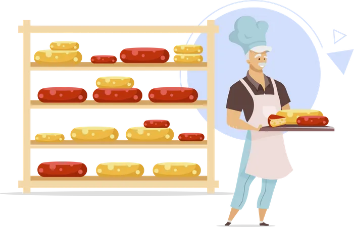 Cheesemaker with tray  Illustration