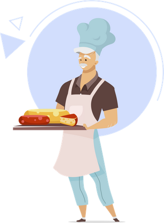 Cheesemaker with tray  Illustration