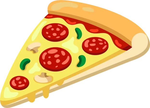 A Delectable Slice Of Pizza Loaded With Pepperoni Mushrooms And Green Peppers All Dripping With Golden Cheese This Illustration Is Perfect For Any Pizza Lovers Blog Menu Or Promotional Material Illustration