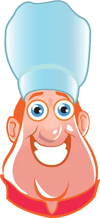 Happy Chef Face With White Hat Illustration