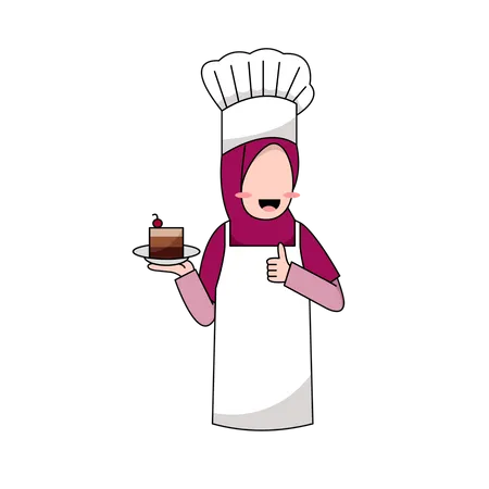 Muslimah Chef Logo Illustration
