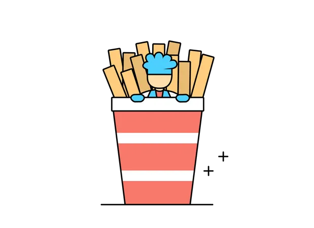 Chef and French fries Illustration