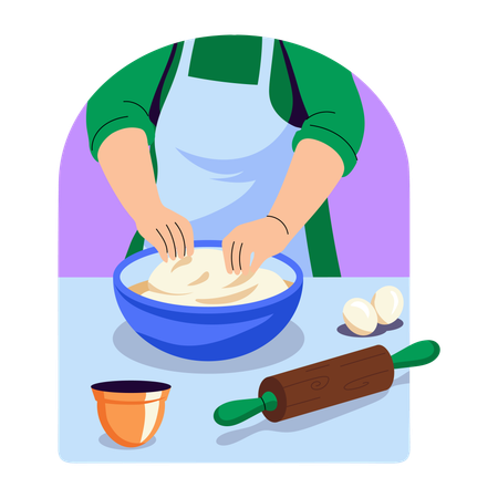 Chef Baking food in kitchen  Illustration
