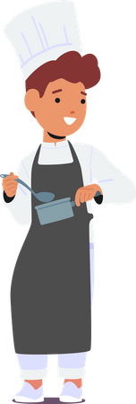 Chef Boy In Apron And Toque  Illustration