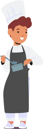 Chef Boy In Apron And Toque  Illustration