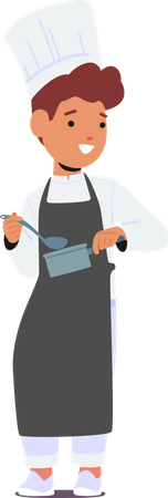 Chef Boy In Apron And Toque  Illustration