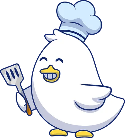 Chef Chick holding spatual  Illustration