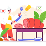 chef chopping meat illustration svg