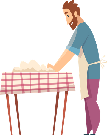 Chef cocinando en la cocina  Ilustración