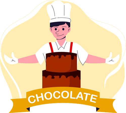 Chef com bolo  Ilustração