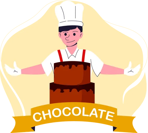 Chef com bolo  Ilustração