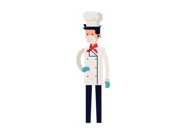 Chef con máscara  Ilustración