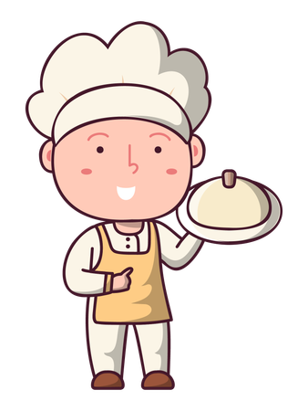 Chef cooked delicious food  イラスト