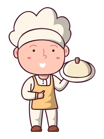 Chef cooked delicious food  Illustration