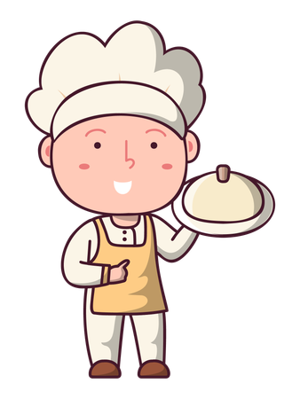 Chef cooked delicious food  Illustration