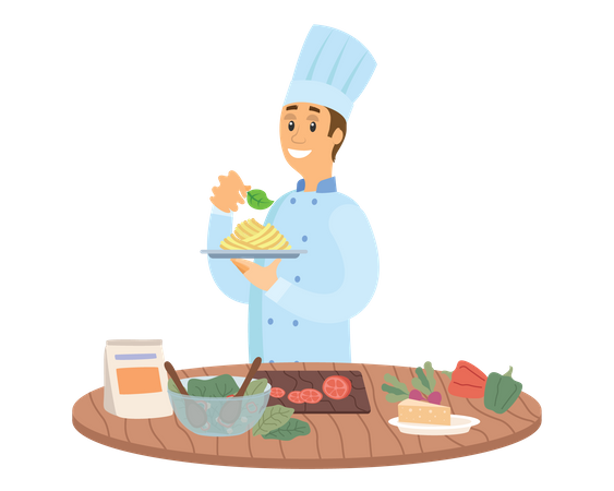 Chef Cooking Illustration