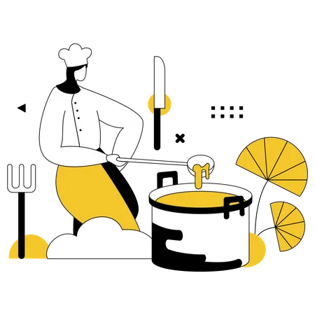 Chef cooking food  Illustration