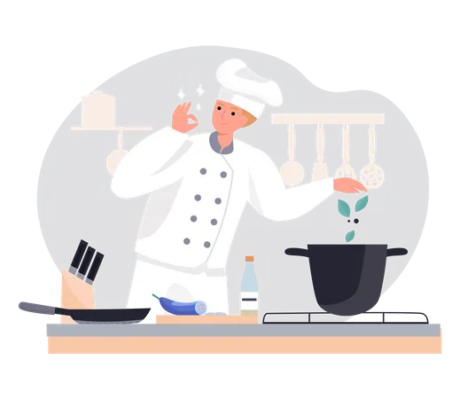 Chef Cooking Food Illustration