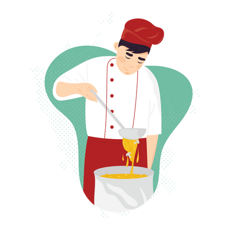 Chef cooking food Illustration