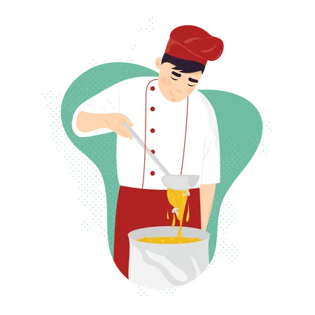 Chef cooking food  イラスト