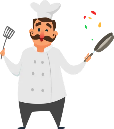 Chef Cooking Food  Illustration