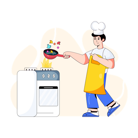 Chef cooking food  Illustration