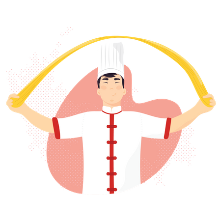 Chef cooking food in kitchen  Illustration